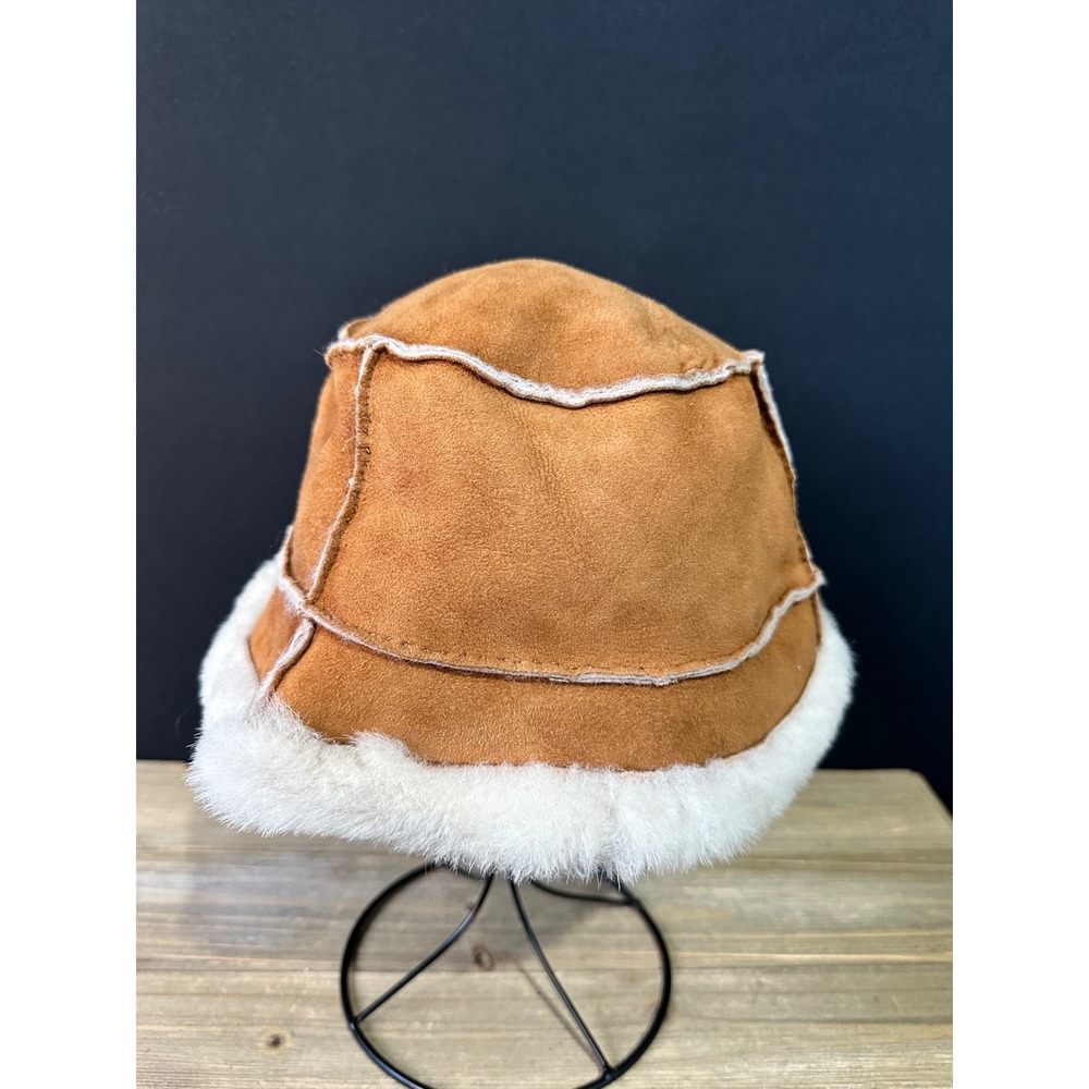 UGG Suede Sheepskin Bucket Hat One Size Brown Cozy
